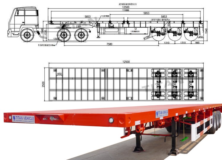 Tri Axle 40 Ft Flatbed Container Trailer prices for Sale in Ghana