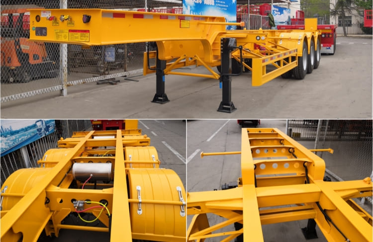 3 Axles 20ft Gooseneck Skeleton Container Truck Trailer for Sale