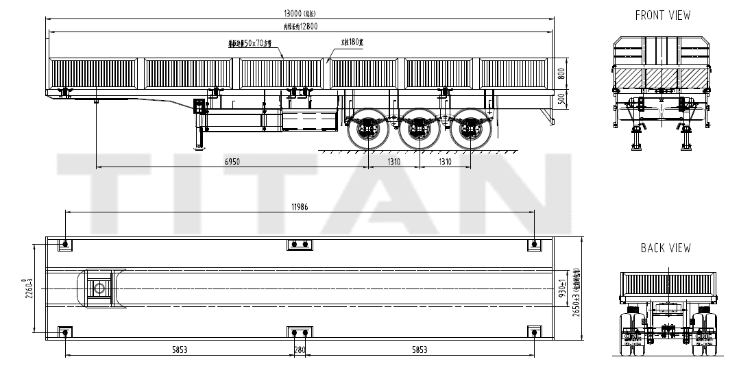 Tri Axle 60 Ton Side Wall Bulk Cargo Trailer for sale in Panama