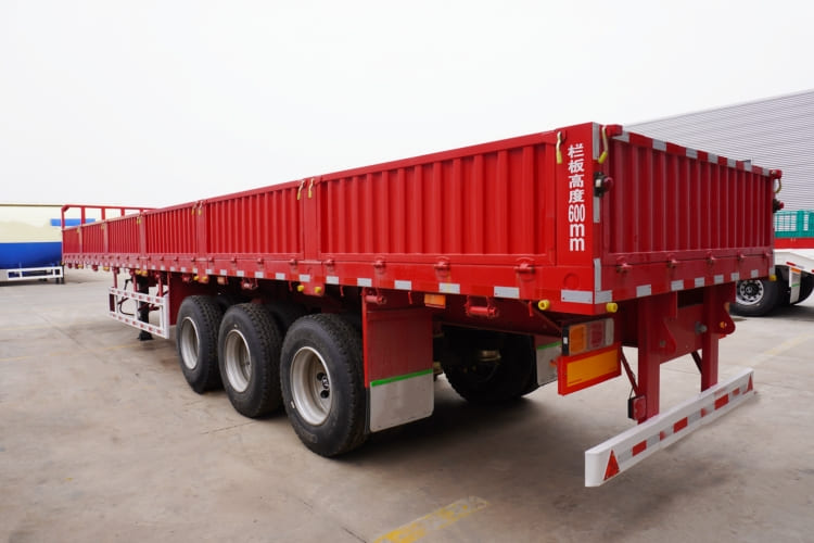 3 Axle Flatbed Semi Truck Trailer with Side Wall for Sale