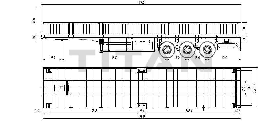 China 3 Axle Side Wall Flatbed Semi Trailer for Sale in Uganda