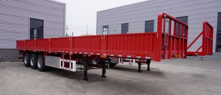3 Axle Flatbed Semi Truck Trailer with Side Wall for Sale