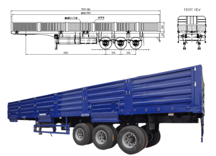 3 Axle Sidewall Semi Detachable Trailer for Sale in Namibia