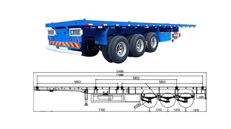 40ft 3 Axle Container Flatbed Trailer for Sale in Tanzania