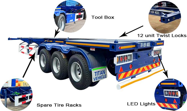 3 Axle 40 Shipping Container Chassis for Sale in Jamaica