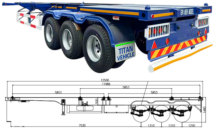 3 axle 40 shipping container chassis for sale in Jamaica