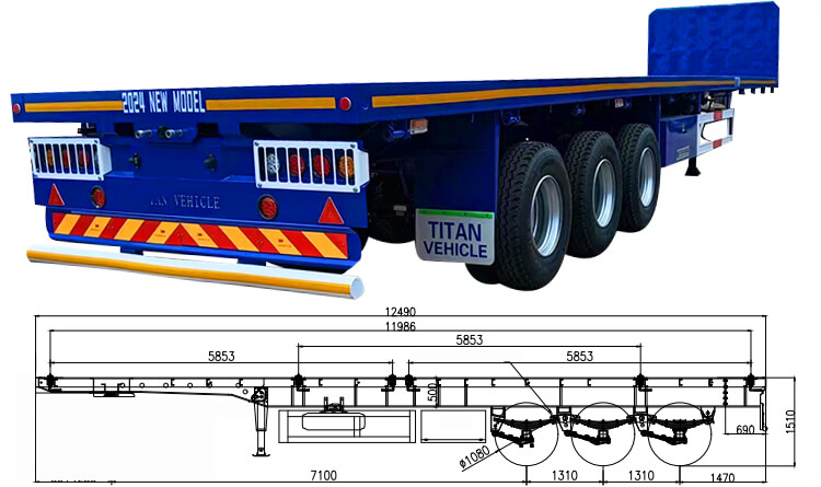 3 Axle 40 Ft Flatbed Semi Trailer for Sale in Nigeria