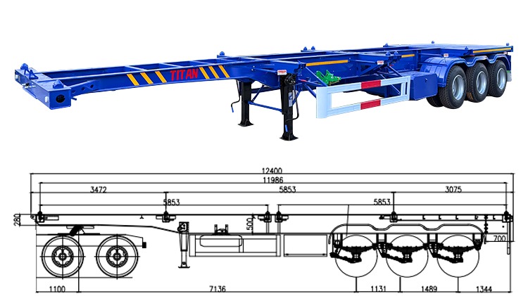 Tri Axle 40 Ft Container Chassis Trailer for Sale in Guyana