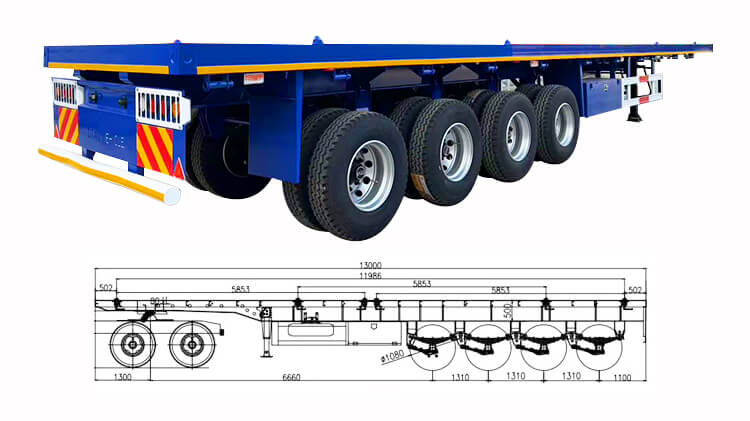 4 Axle Flat Bed Semi Trailer for Sale Near Me in Jamaica